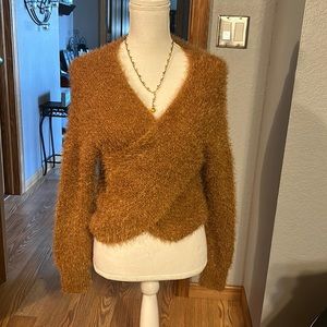 Sweater, faux wrap, sz M, cinnamon